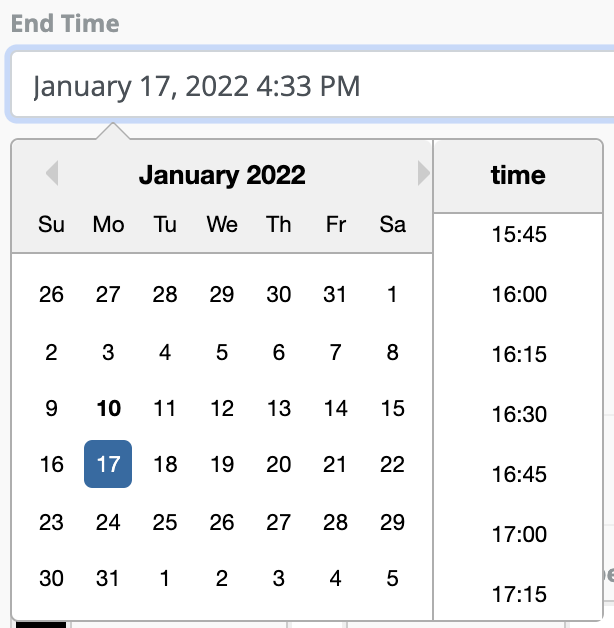 Date Time Interface