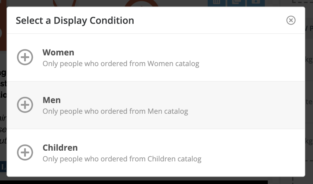 Display Conditions Modal