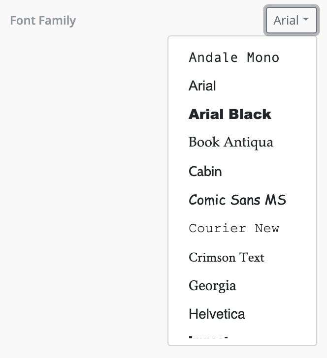 Font Family Interface