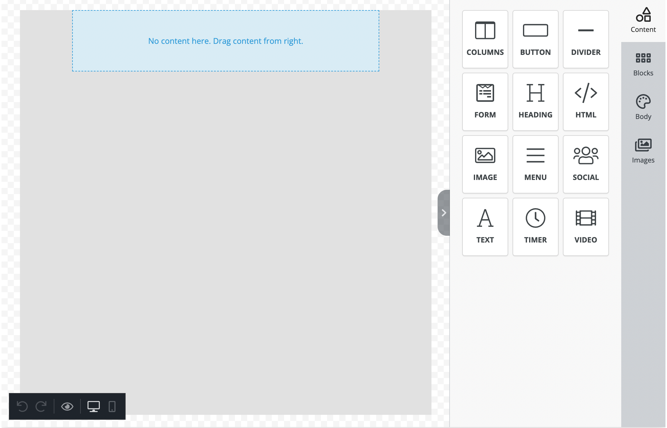 Page Builder Light Mode Interface