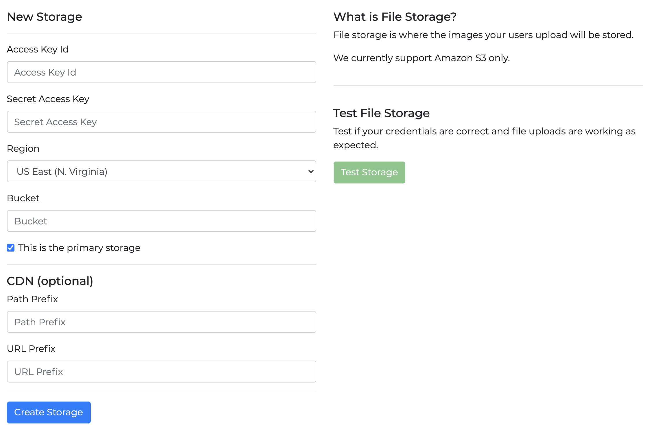 Storage Settings