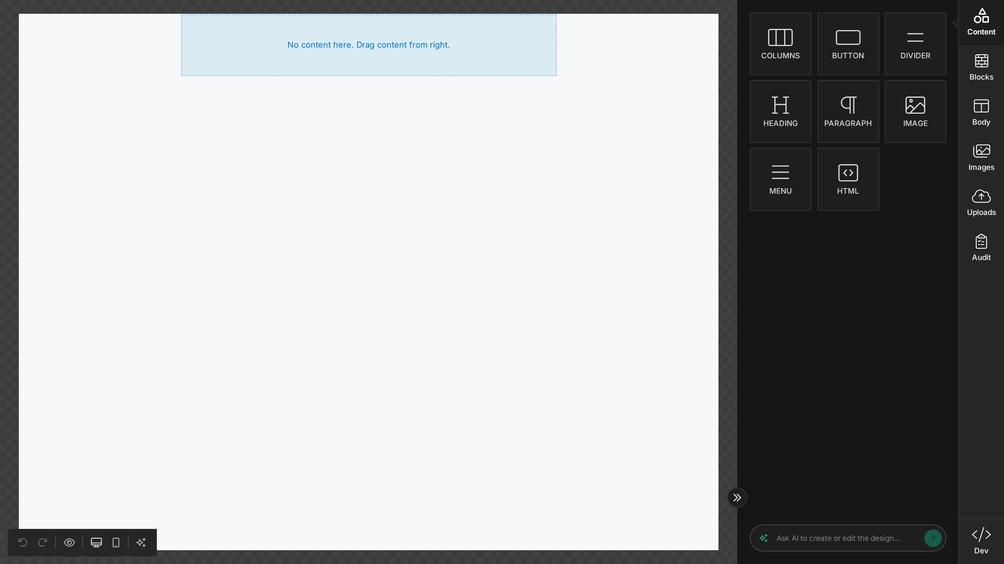 The builder with the Classic Dark theme