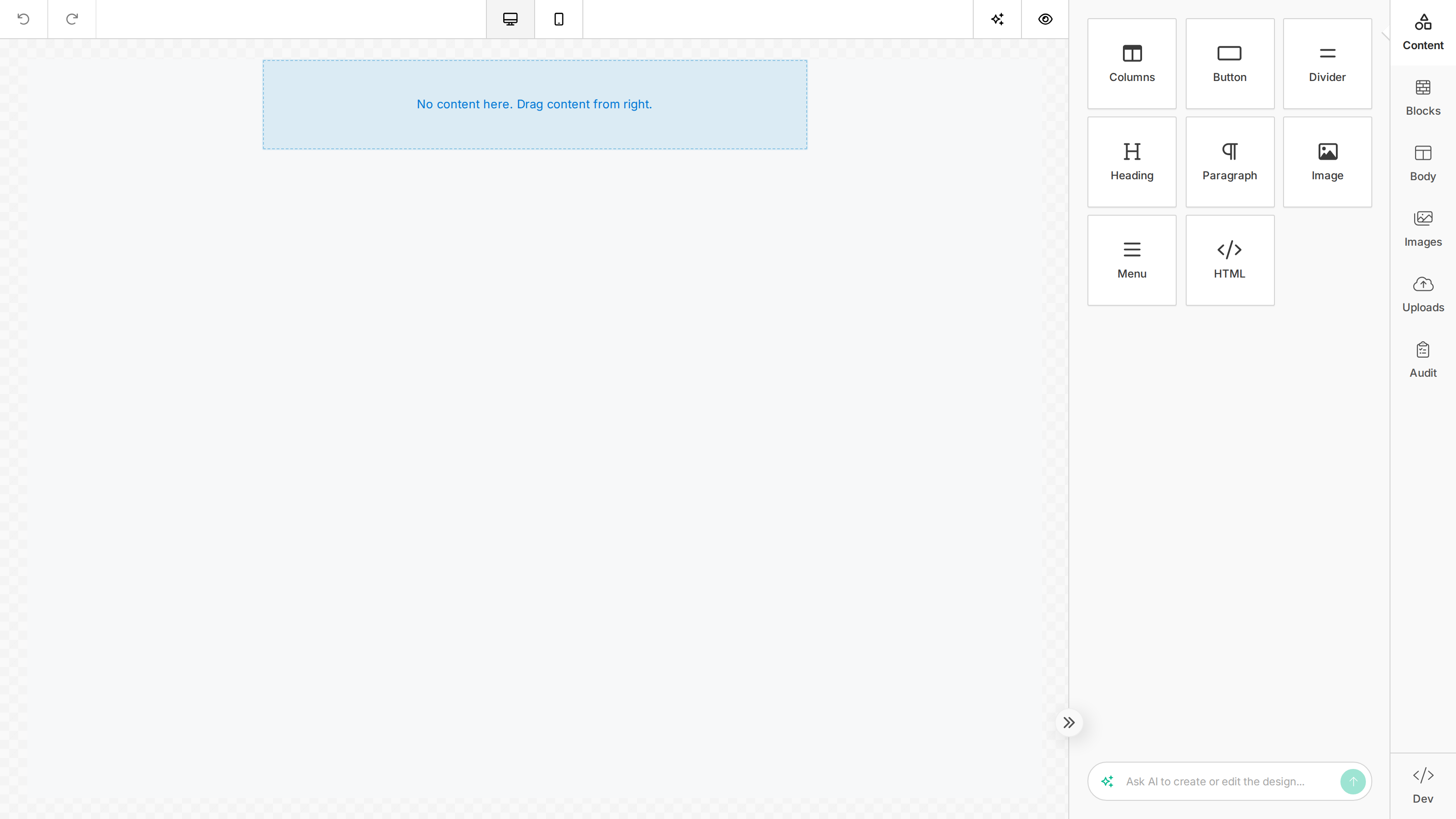 The builder with the Modern Light theme