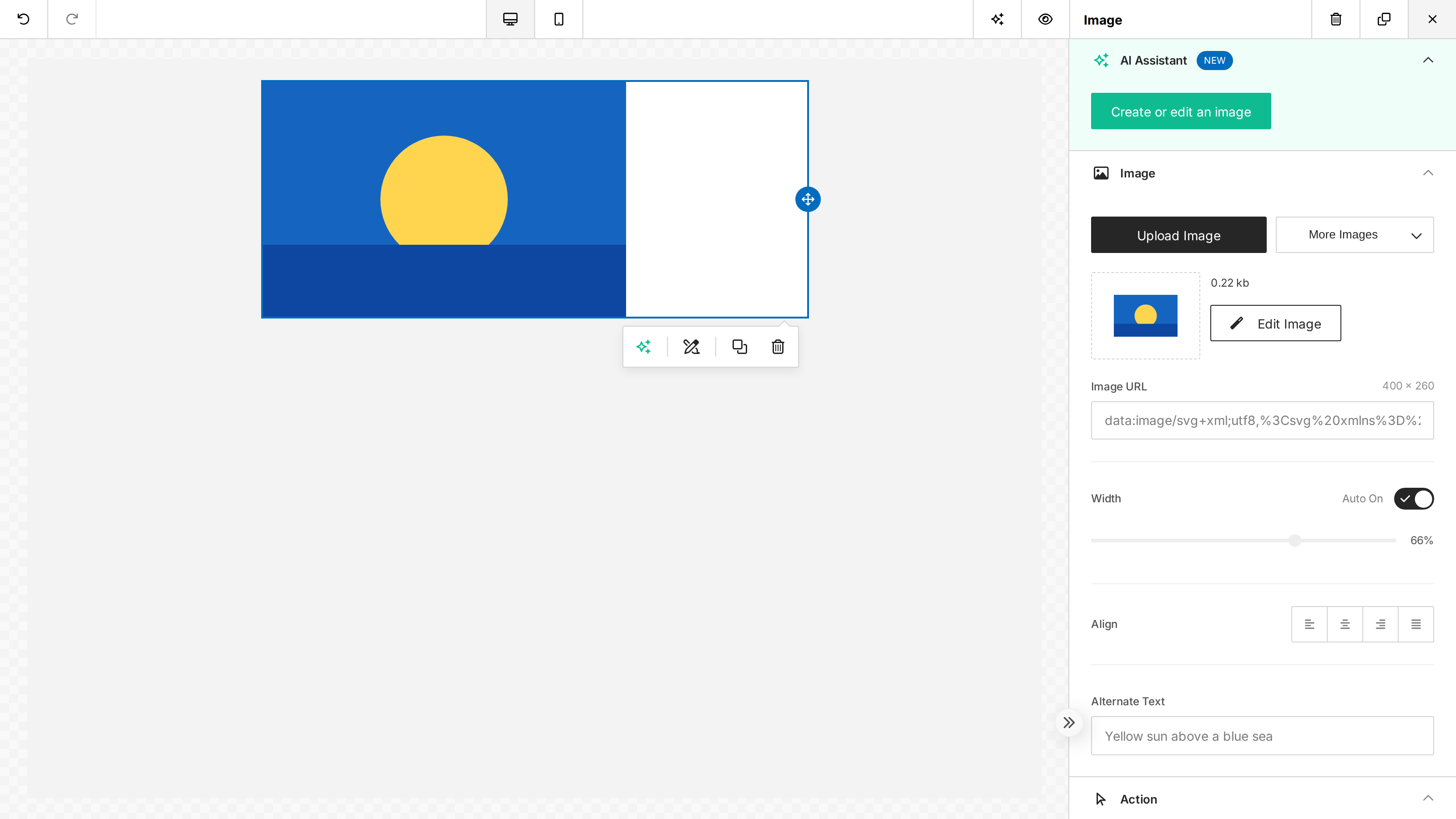 Image Alternate Text field populated after an AI Assistant request