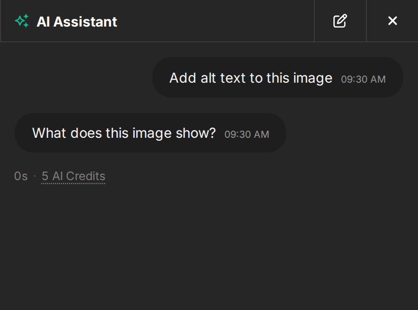 An Assistant question appears as one message without a no-change notice