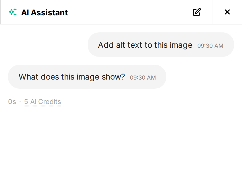 An Assistant question appears as one message without a no-change notice