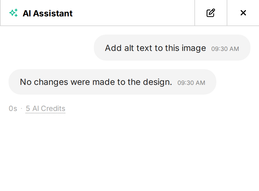 A no-changes message bubble appears when the Assistant has no other reply